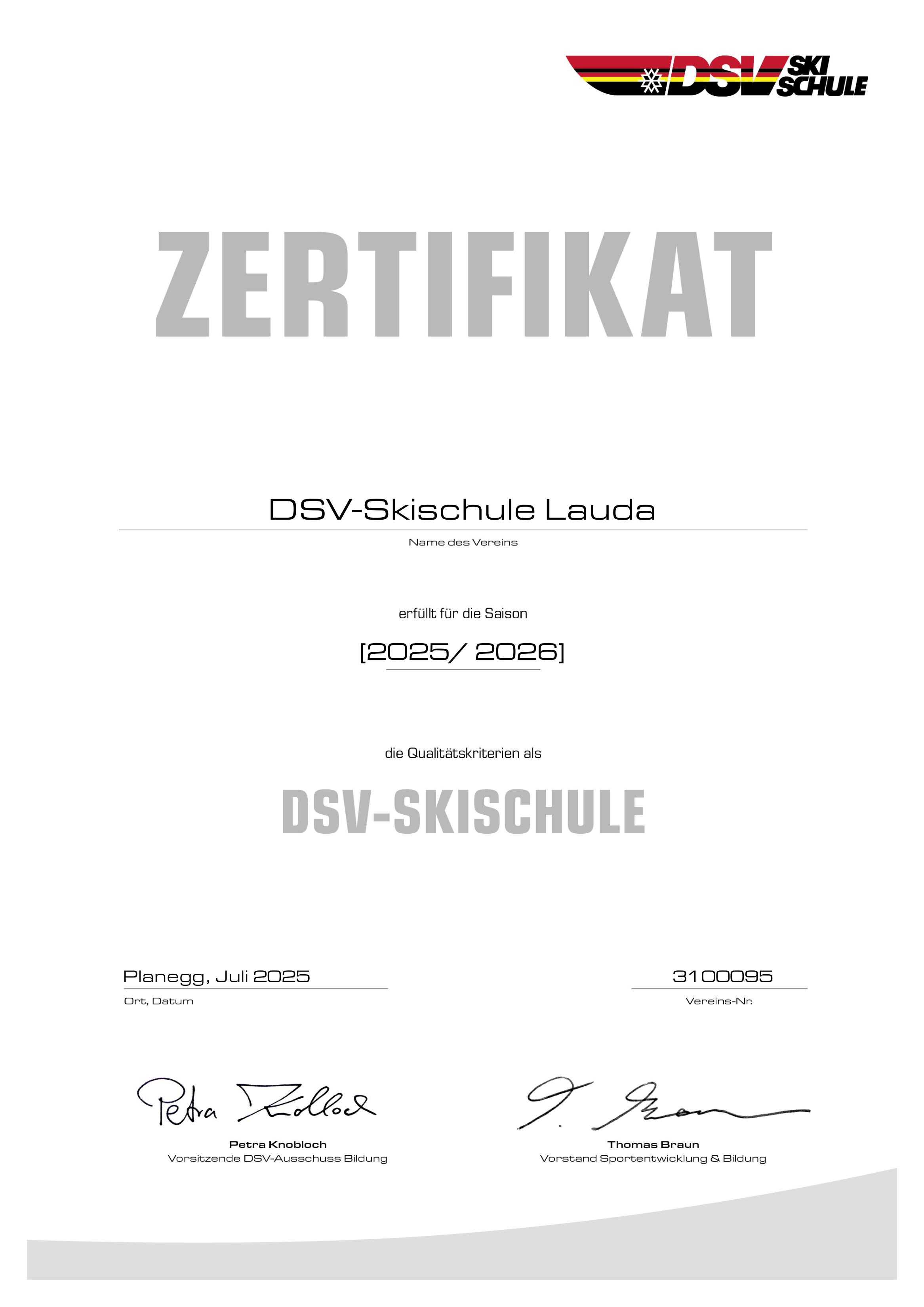 DSV Zertifikat